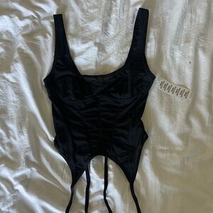Urban Outfitters Mesh Black Corset Bodysuit
